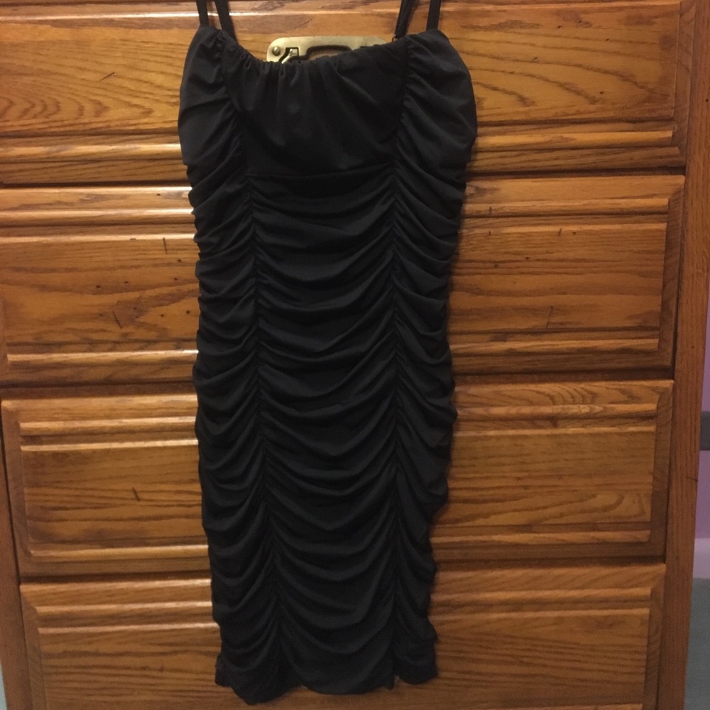 Charlotte Russe black ruched mini dress size S